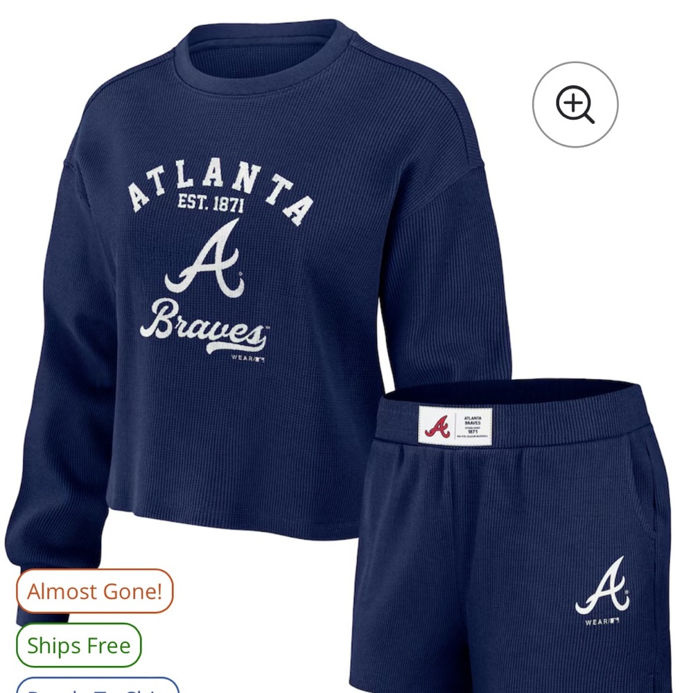 WEAR by Erin Andrews Atlanta Braves waffle knit lounge set